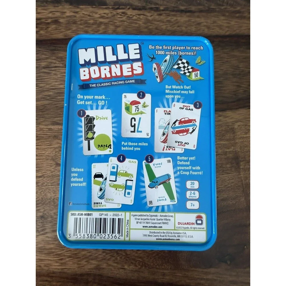 Mille Bornes Classic Racing Card Game Tin Box Asmodee MIB01 French New
